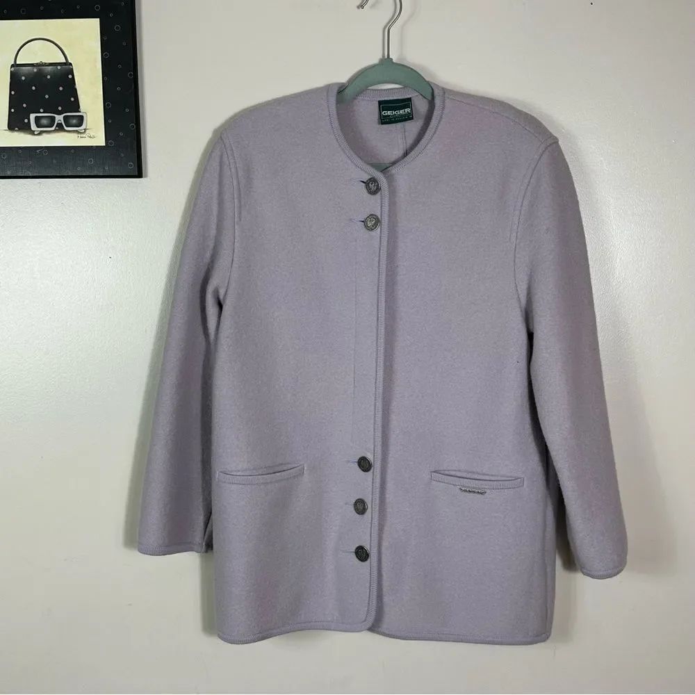 GEIGER PURE WOOL Women's Soft Purple Cardigan